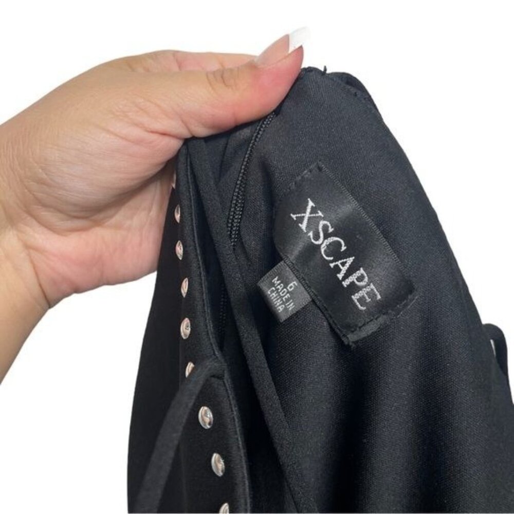 XSCAPE Cocktail Studded Bodycom Mini Dress in Black Size 6 - Picture 8 of 11